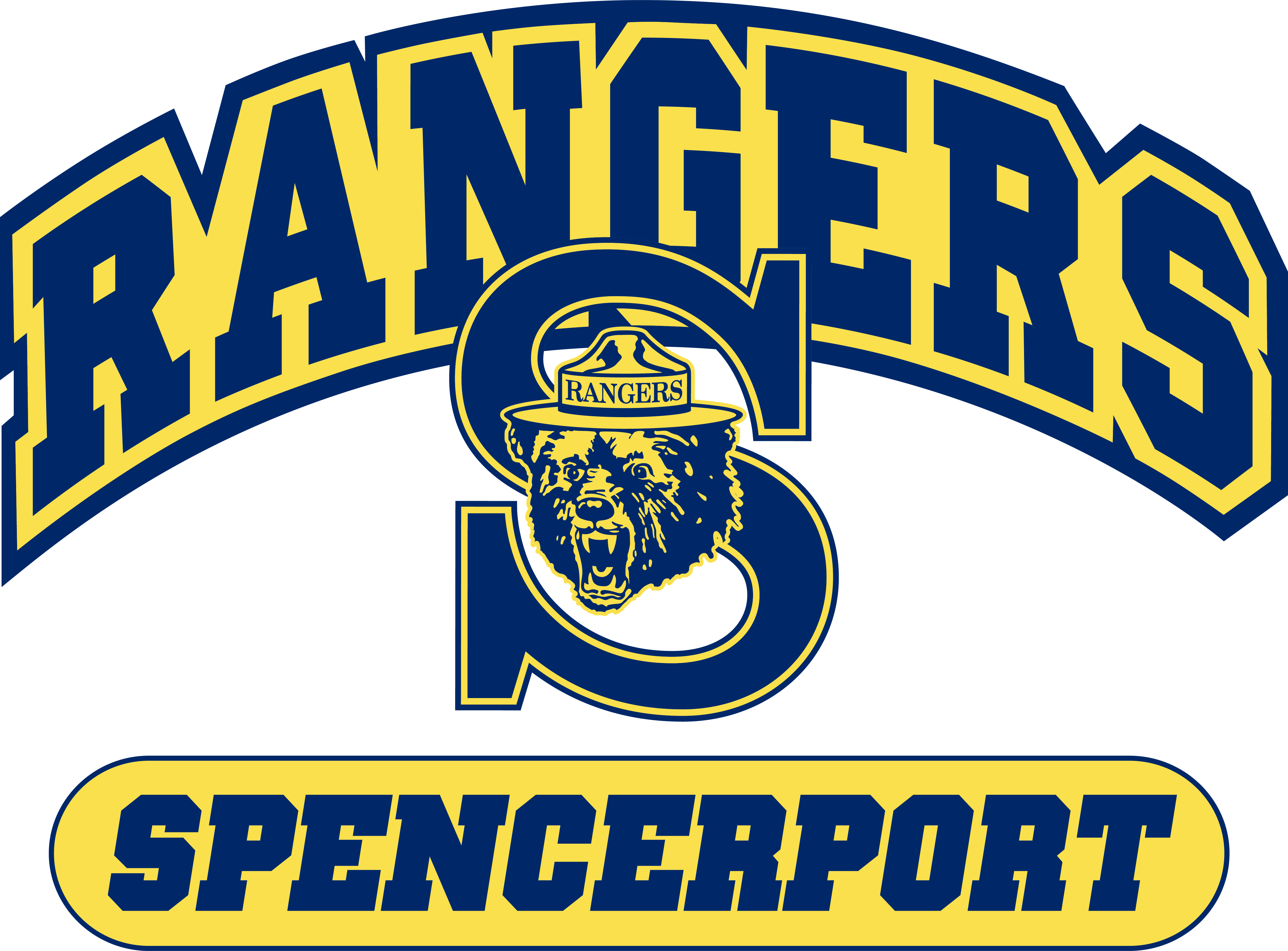 A sports team logo featuring the text 'RANGERS' in blue and yellow letters, with a bear mascot inside a large letter 'S'.